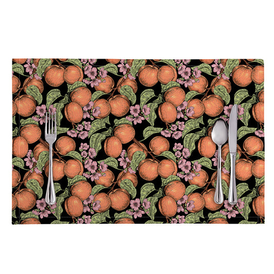 Apricot And Flower Pattern Print Placemat