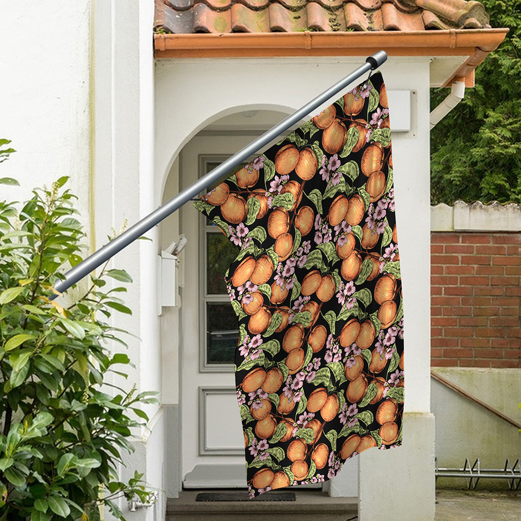 Apricot And Flower Pattern Print Polyester Flag