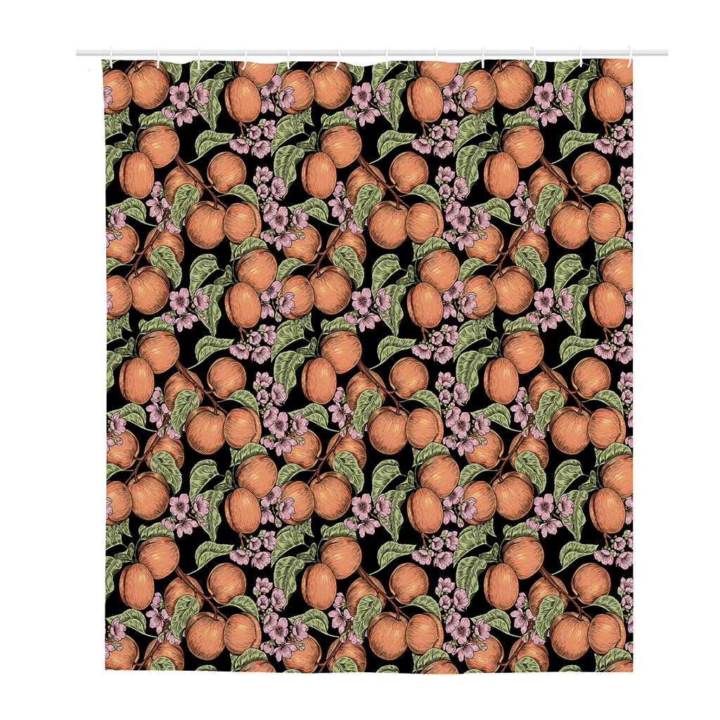 Apricot And Flower Pattern Print Polyester Shower Curtain