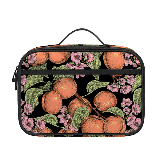 Apricot And Flower Pattern Print Portable Lunch Bag