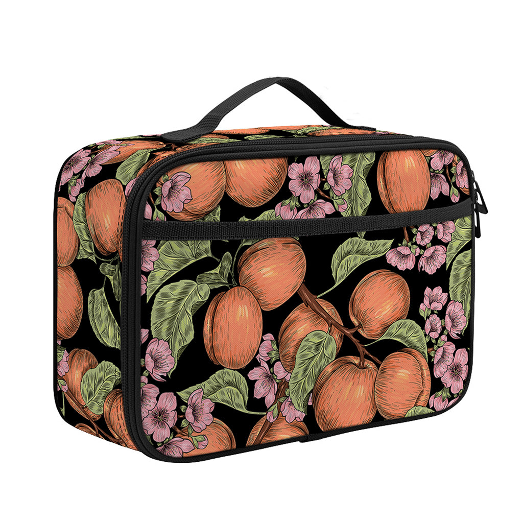 Apricot And Flower Pattern Print Portable Lunch Bag