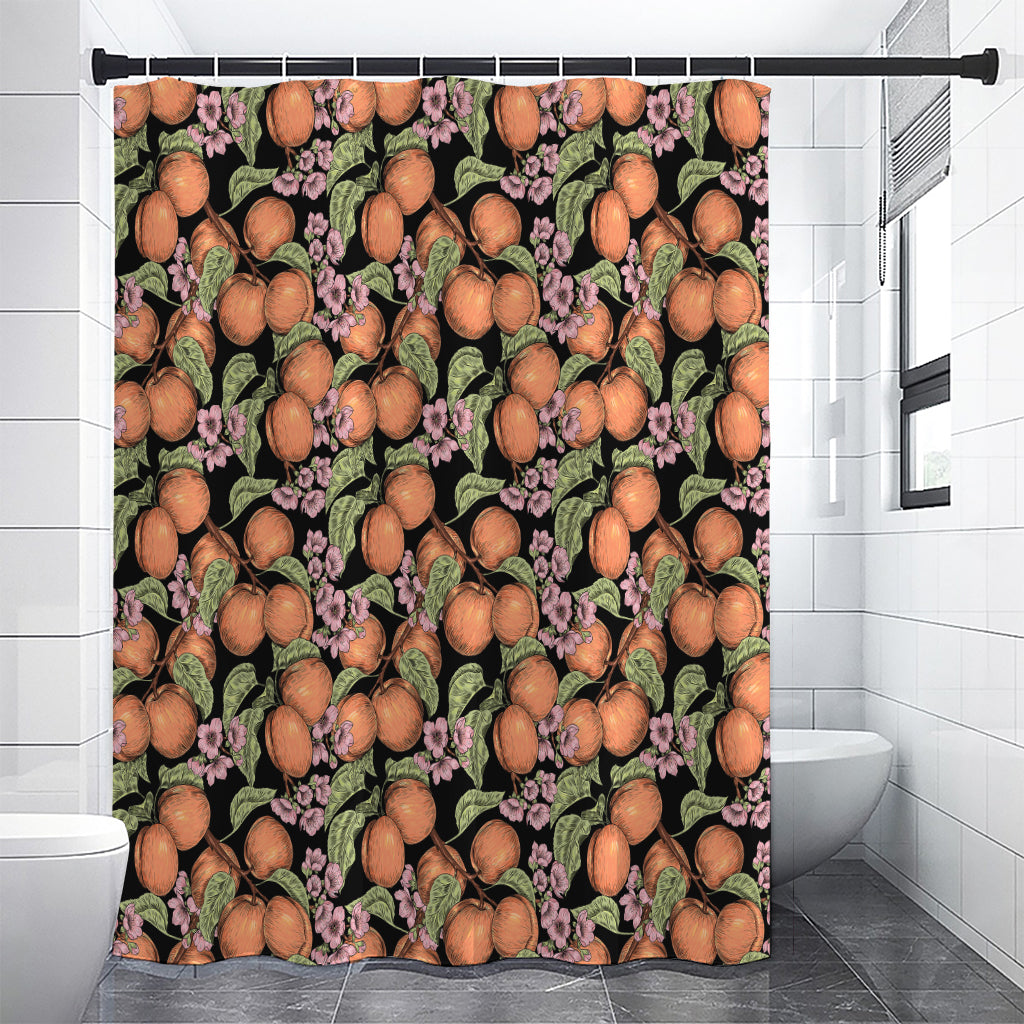Apricot And Flower Pattern Print Premium Shower Curtain