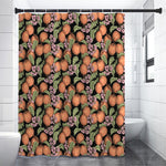 Apricot And Flower Pattern Print Premium Shower Curtain