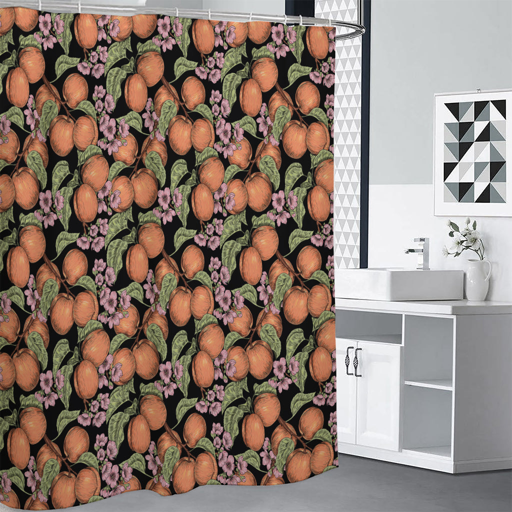 Apricot And Flower Pattern Print Premium Shower Curtain