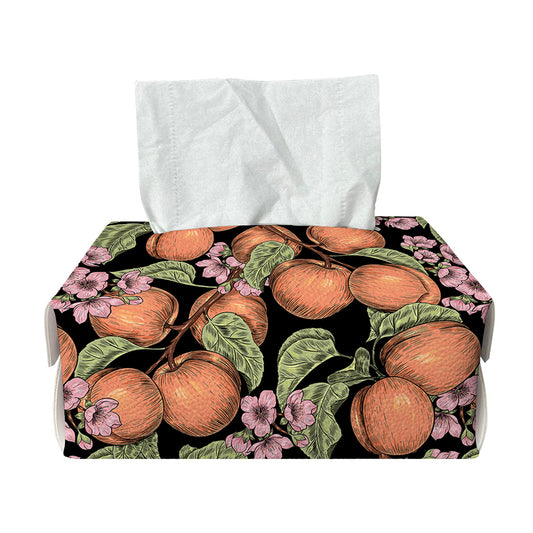 Apricot And Flower Pattern Print Rectangle Tissue Box Cover