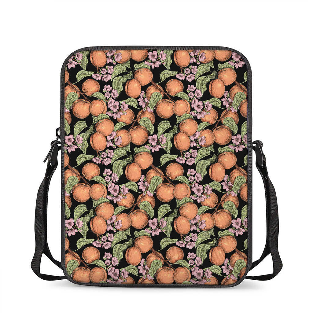 Apricot And Flower Pattern Print Rectangular Crossbody Bag