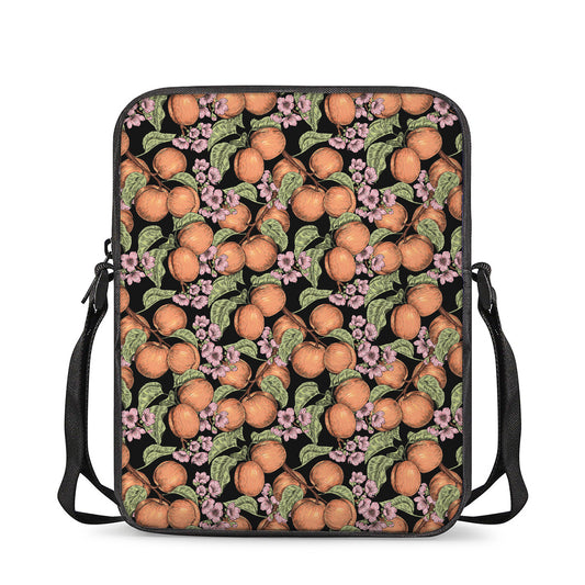 Apricot And Flower Pattern Print Rectangular Crossbody Bag