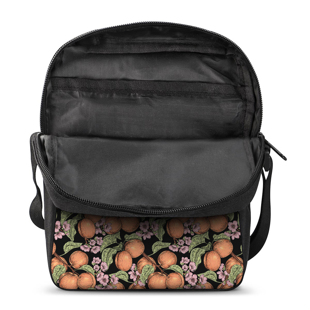 Apricot And Flower Pattern Print Rectangular Crossbody Bag