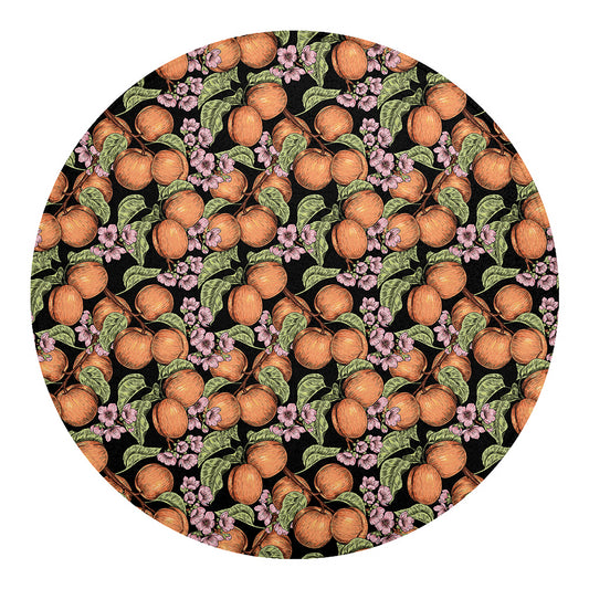 Apricot And Flower Pattern Print Round Blanket