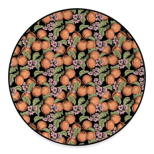 Apricot And Flower Pattern Print Round Floor Mat