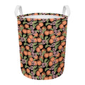 Apricot And Flower Pattern Print Round Laundry Basket