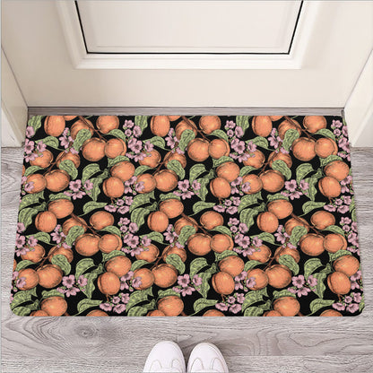 Apricot And Flower Pattern Print Rubber Doormat
