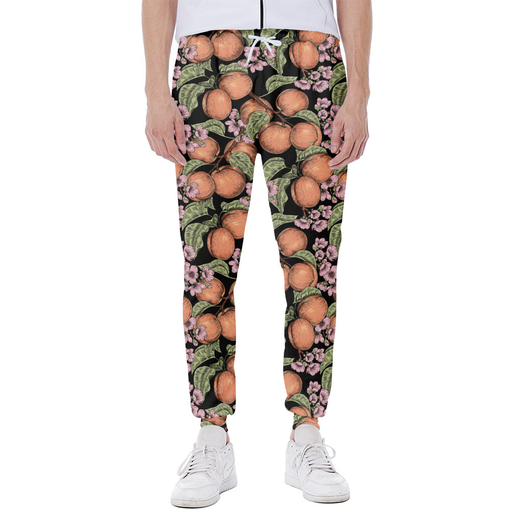 Apricot And Flower Pattern Print Scuba Joggers