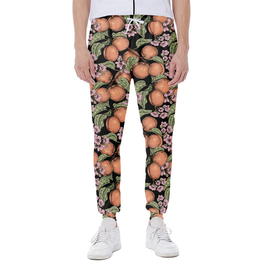 Apricot And Flower Pattern Print Scuba Joggers