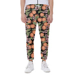 Apricot And Flower Pattern Print Scuba Joggers