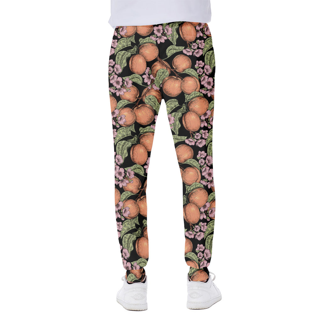 Apricot And Flower Pattern Print Scuba Joggers