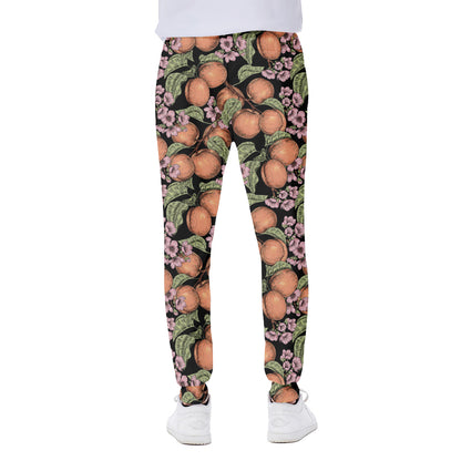 Apricot And Flower Pattern Print Scuba Joggers