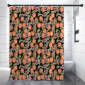 Apricot And Flower Pattern Print Shower Curtain