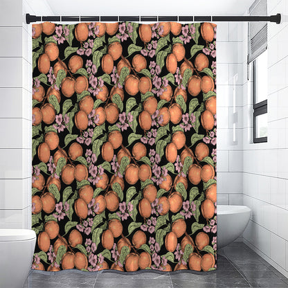 Apricot And Flower Pattern Print Shower Curtain