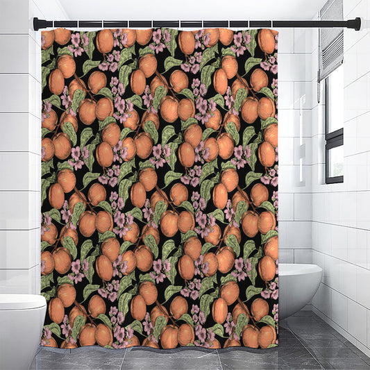 Apricot And Flower Pattern Print Shower Curtain