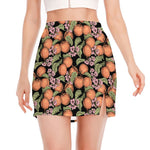 Apricot And Flower Pattern Print Side Slit Mini Skirt
