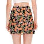 Apricot And Flower Pattern Print Side Slit Mini Skirt