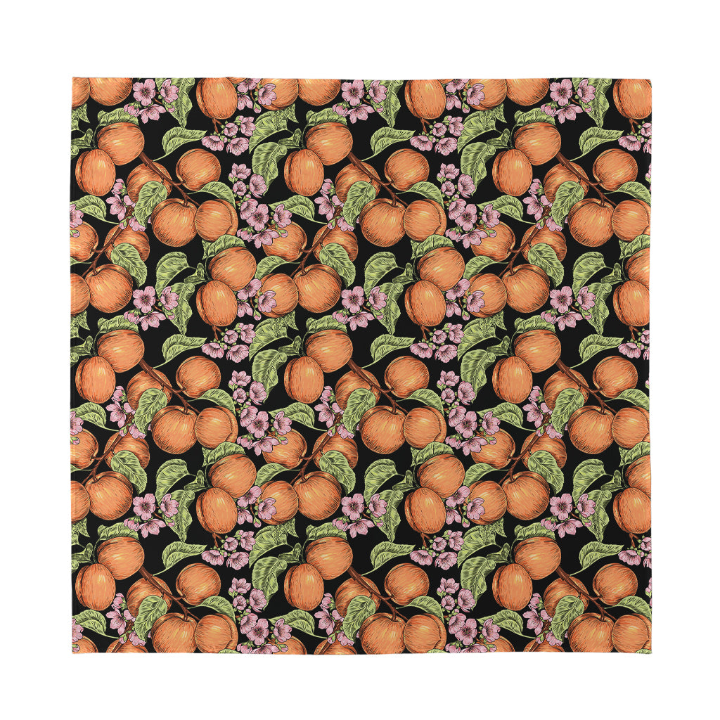Apricot And Flower Pattern Print Silk Bandana