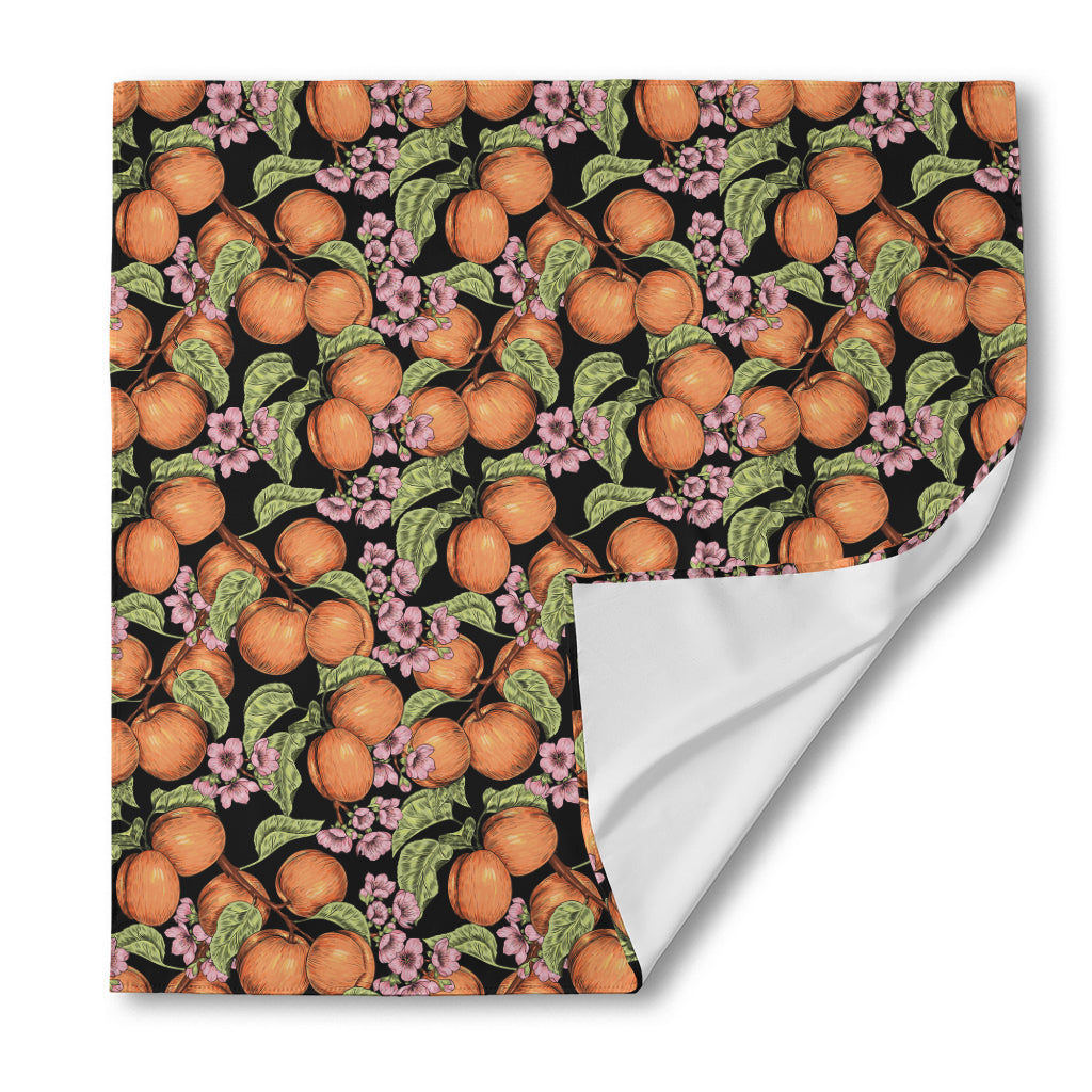 Apricot And Flower Pattern Print Silk Bandana
