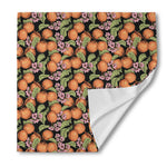 Apricot And Flower Pattern Print Silk Bandana