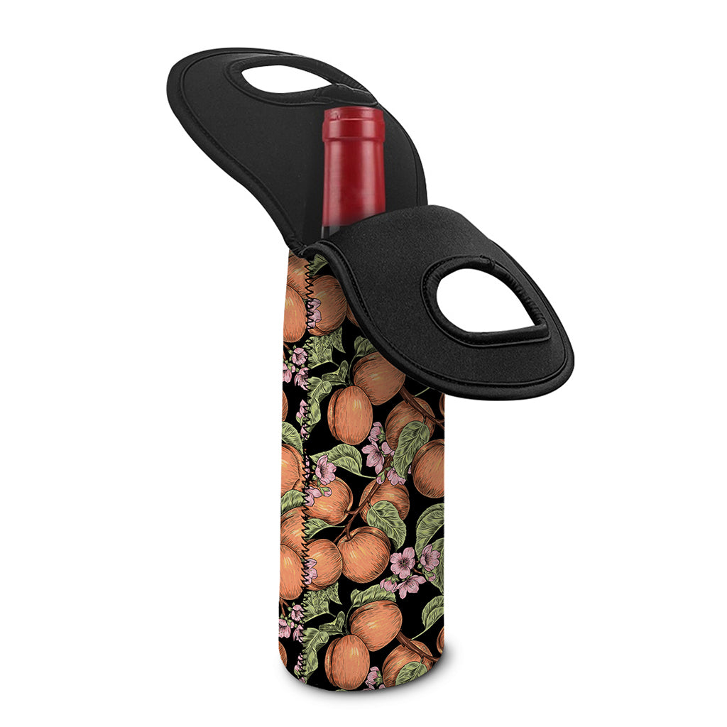 Apricot And Flower Pattern Print Single Neoprene Wine Tote