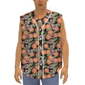 Apricot And Flower Pattern Print Sleeveless Baseball Jersey