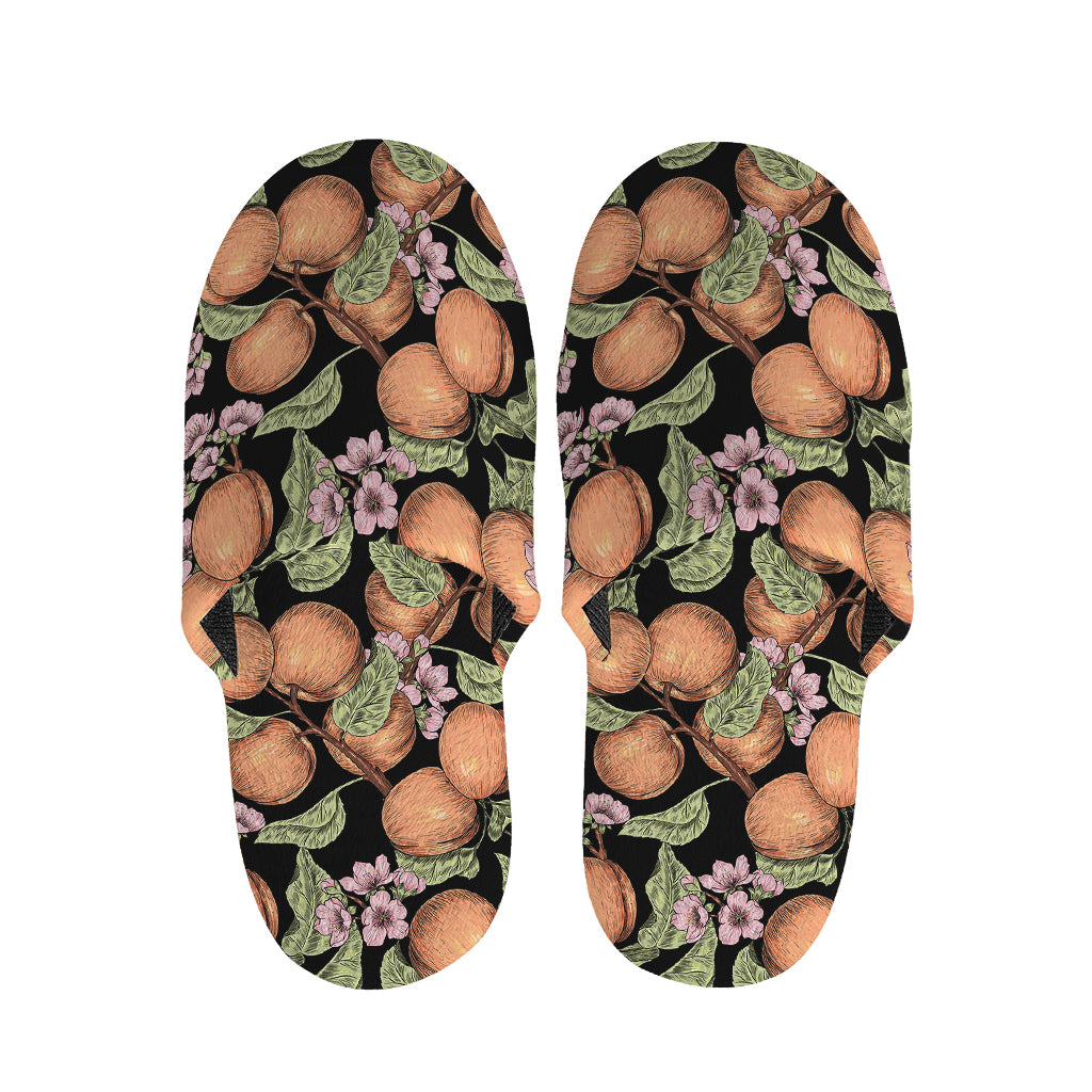 Apricot And Flower Pattern Print Slippers