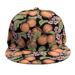 Apricot And Flower Pattern Print Snapback Cap