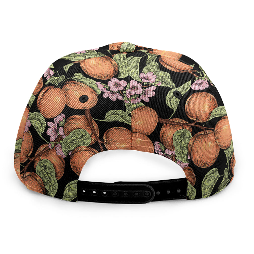 Apricot And Flower Pattern Print Snapback Cap