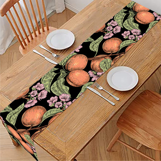 Apricot And Flower Pattern Print Table Runner