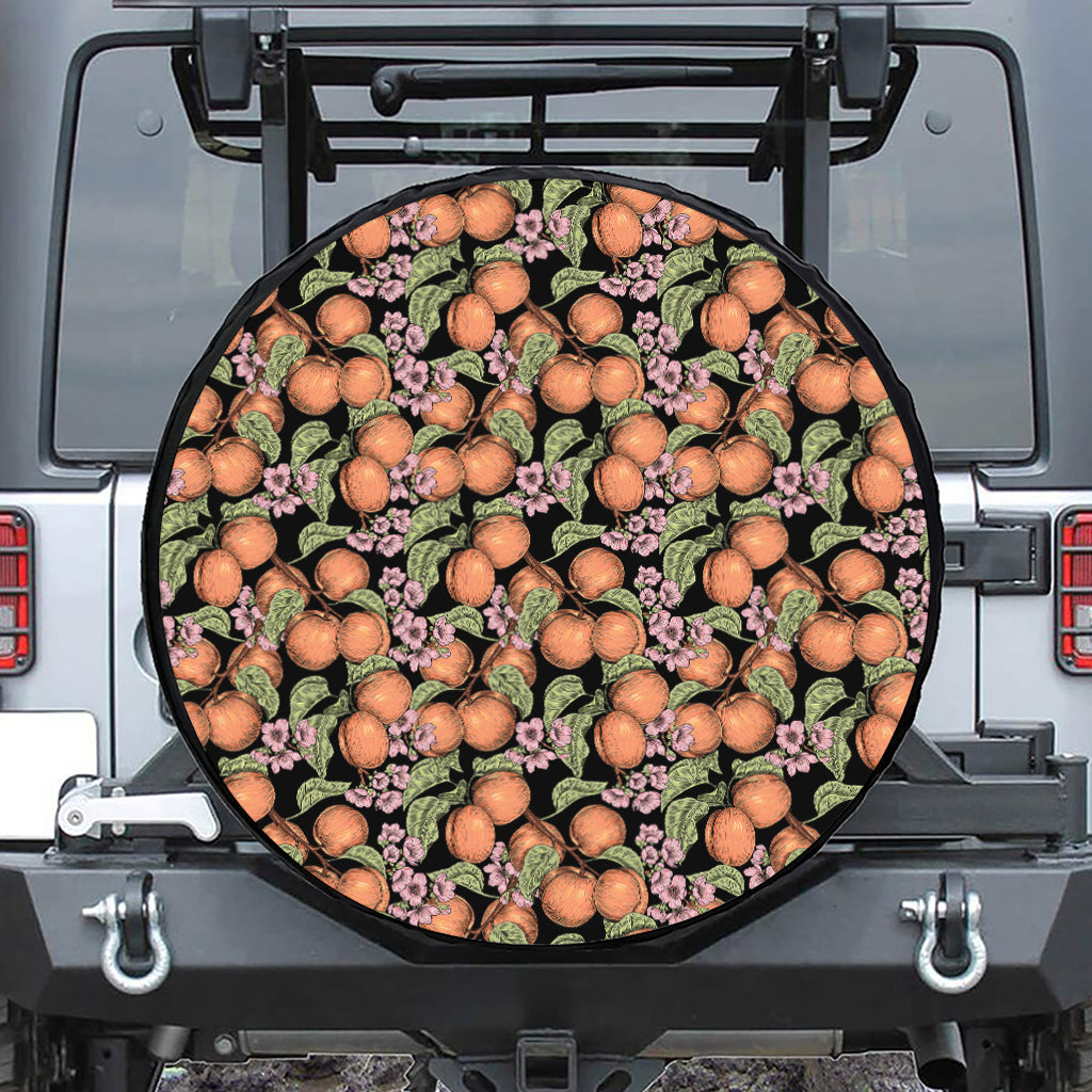 Apricot And Flower Pattern Print Tire Cover