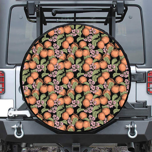Apricot And Flower Pattern Print Tire Cover