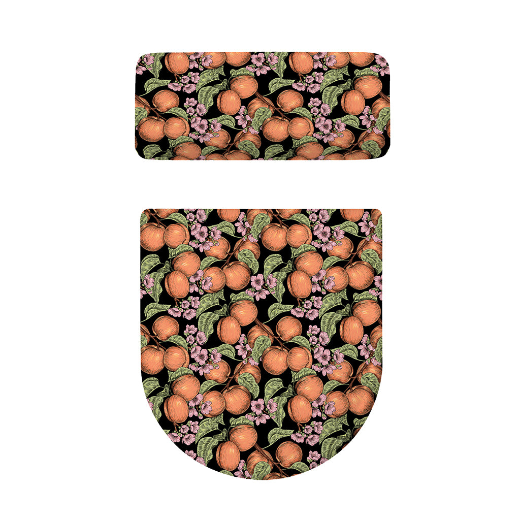 Apricot And Flower Pattern Print Toilet Lid And Tank Cover Set