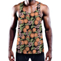 Apricot And Flower Pattern Print Men's Workout Tank Top