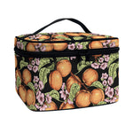 Apricot And Flower Pattern Print Travel Makeup Bag