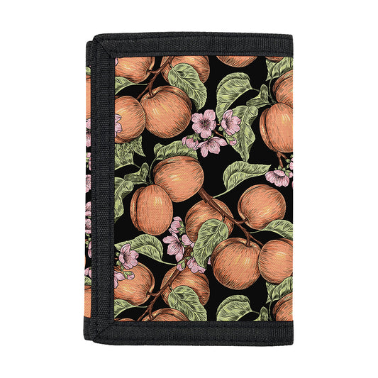 Apricot And Flower Pattern Print Trifold Wallet