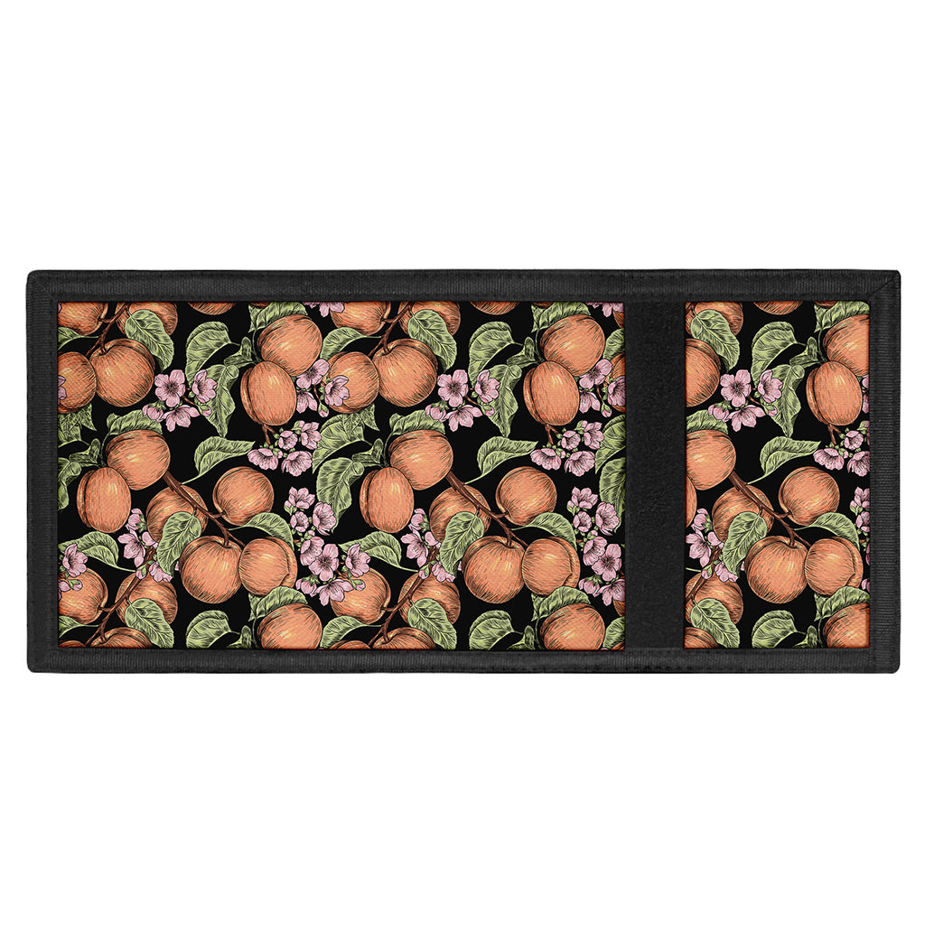 Apricot And Flower Pattern Print Trifold Wallet