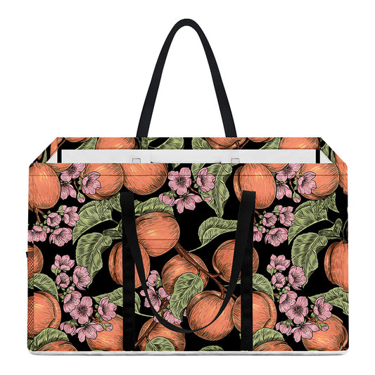 Apricot And Flower Pattern Print Utility Tote Bag