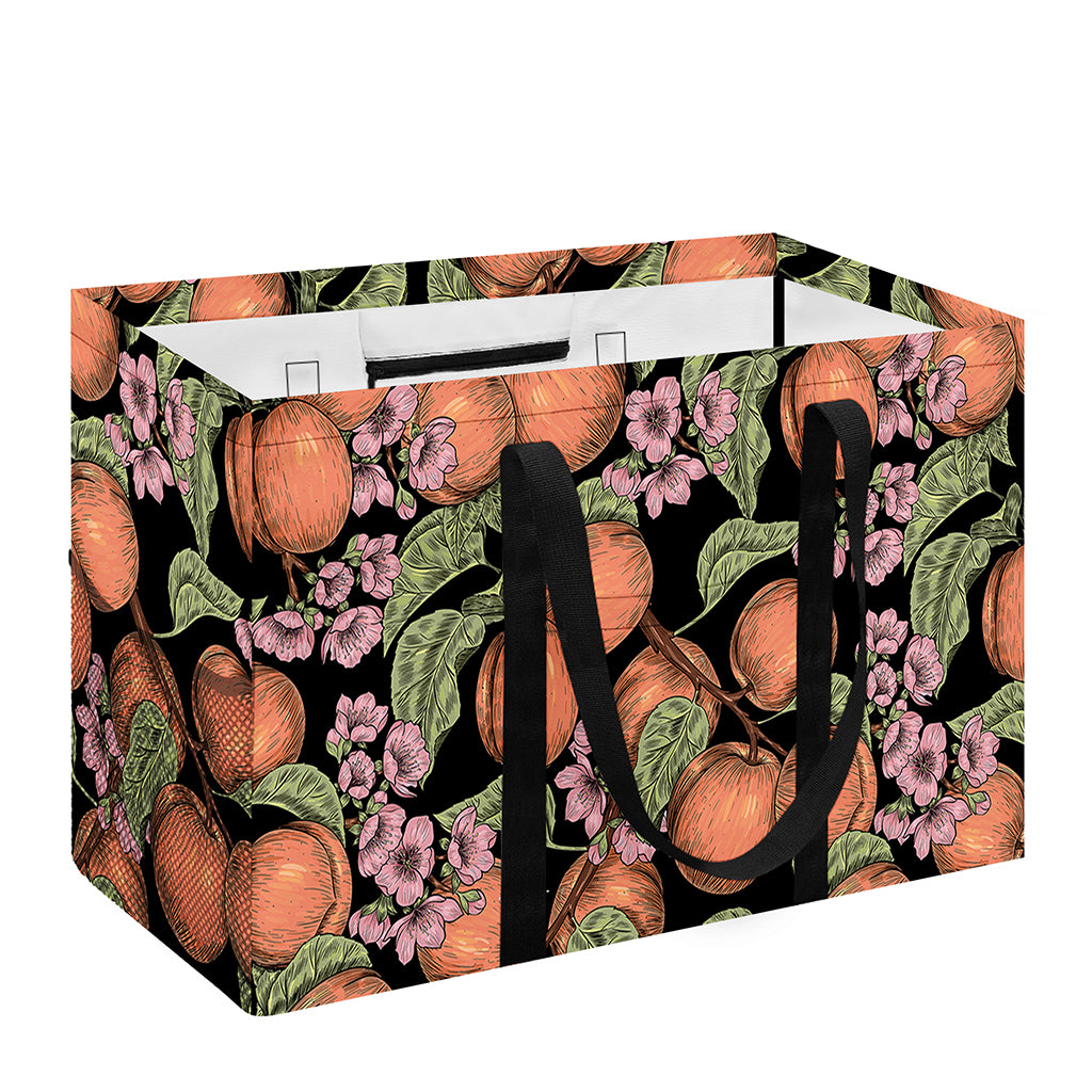 Apricot And Flower Pattern Print Utility Tote Bag