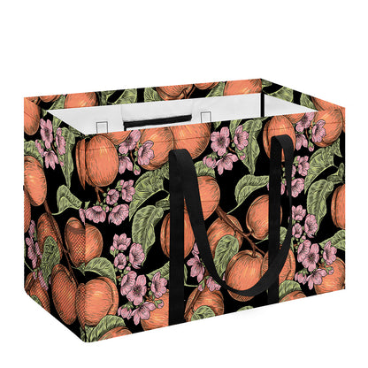 Apricot And Flower Pattern Print Utility Tote Bag