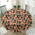 Apricot And Flower Pattern Print Waterproof Round Tablecloth