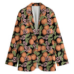 Apricot And Flower Pattern Print Women's Blazer