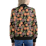 Apricot And Flower Pattern Print Women's Bomber Jacket