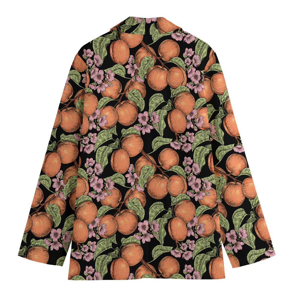 Apricot And Flower Pattern Print Women's Cotton Blazer