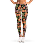 Apricot And Flower Pattern Print Women's Leggings